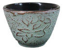 Pack Of 4 Seafoam Green Floral Petals Cast Iron Tetsubin Textured Tea Cups 3oz