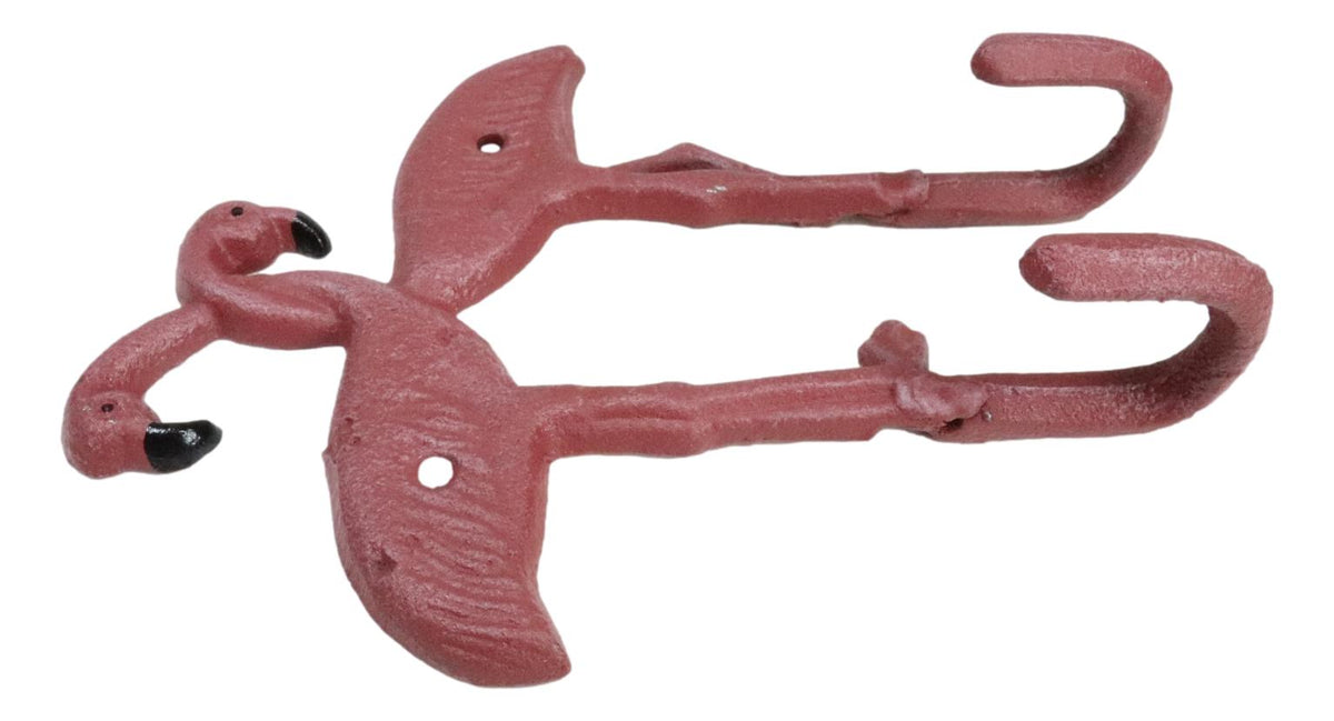 Pack Of 2 Tropical Paradise Pink Flamingo Birds 2 Pegs Double Wall Hook Decor