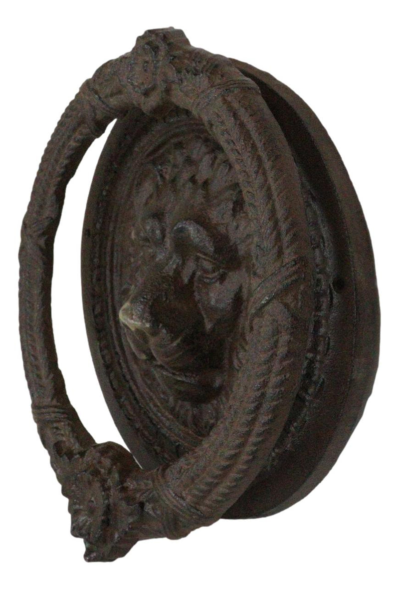 Heavy Cast Iron Rustic Royal Venetian Lion Head Round Decorative Door Knocker