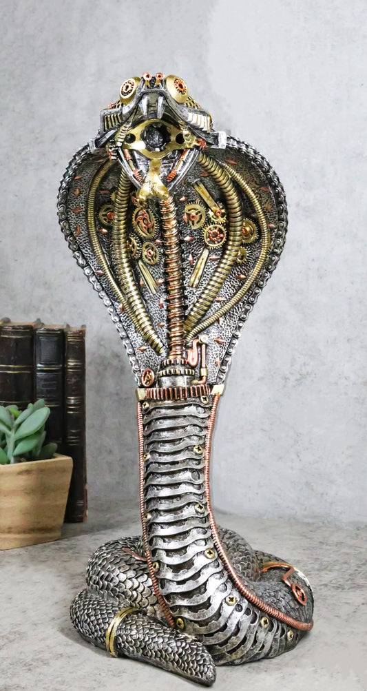 Military War Machine Steampunk Gearwork Robotic Cyborg Cobra Snake Figurine