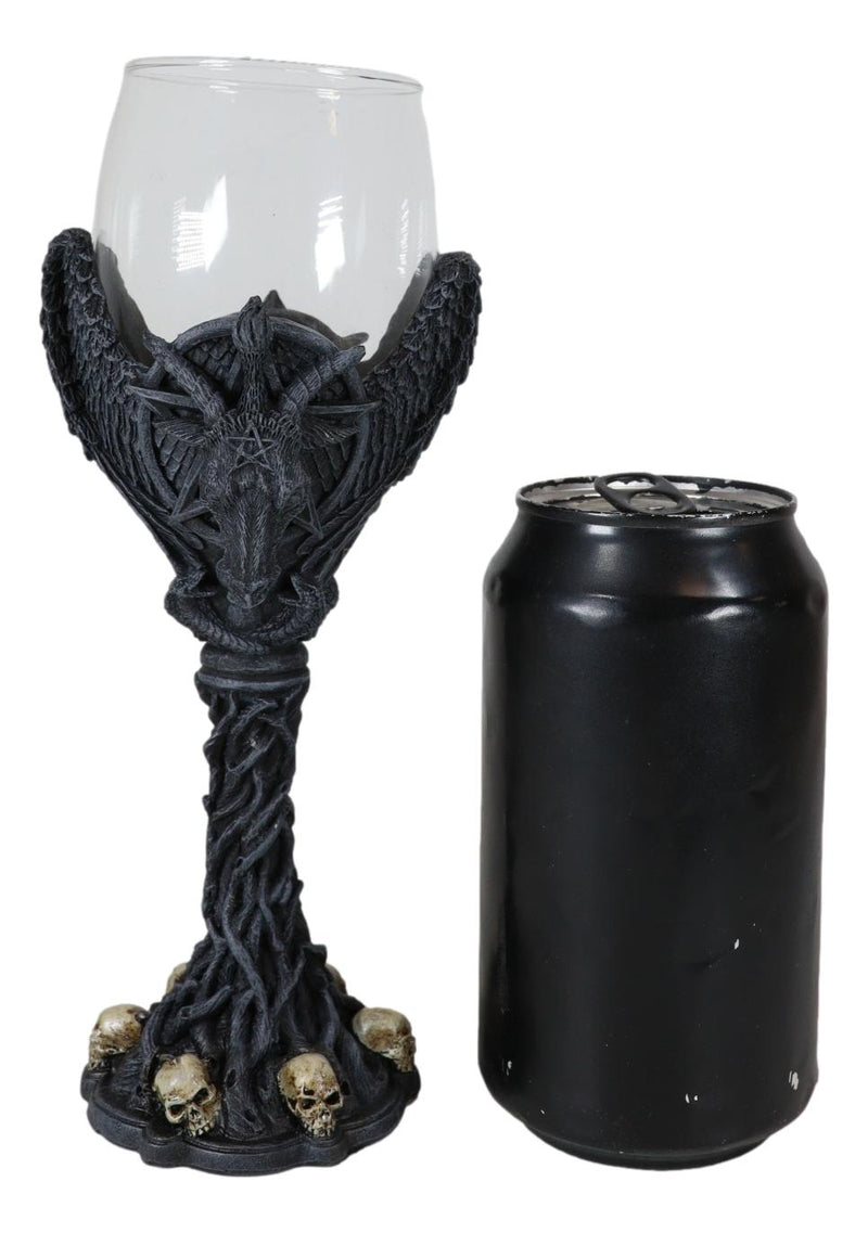 Sabbatic Goat Baphomet Pentagram Raven Wings Dendritic Vines Wine Goblet Cup