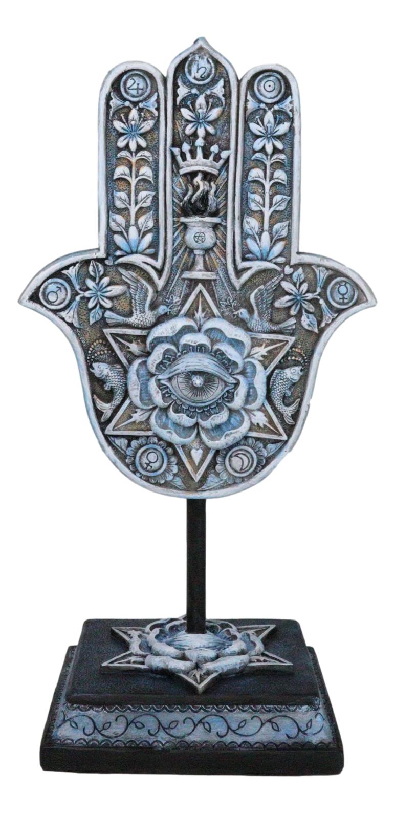 Hand of God Hamsa Palm With Magen David Star Eye of Providence Figurine Plaque