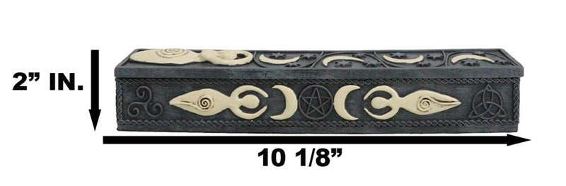 Wicca Spiral Goddess Sacred Triple Moon Incense Stick Storage Box Figurine