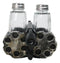 Old World Western Pistol Gun With Giant Barrels Salt Pepper Shakers Holder Set