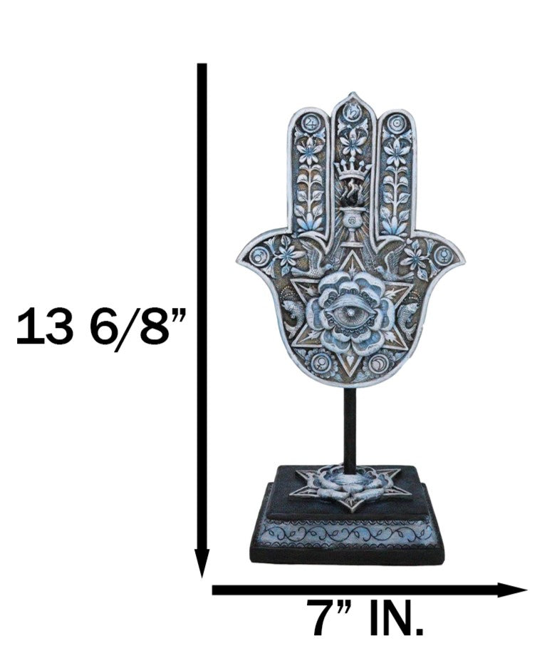 Hand of God Hamsa Palm With Magen David Star Eye of Providence Figurine Plaque
