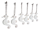 Set Of 6 Antique White Seahorses Ocean Marine Wall Hanging Decor Tree Ornaments