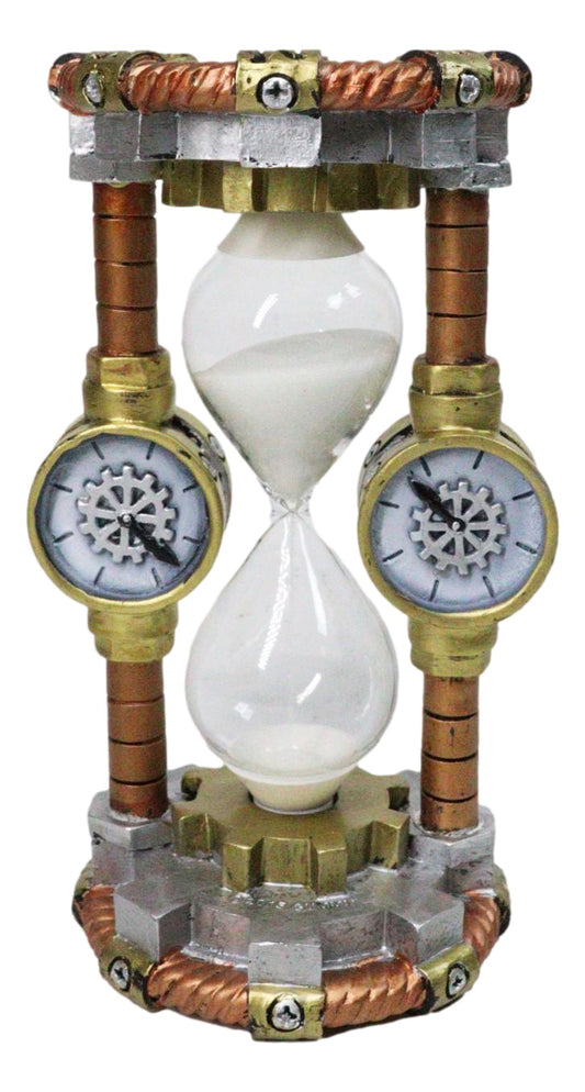 Ebros Gift Steampunk Sand Timer with Clockwork Gear & Pipe Design Figurine