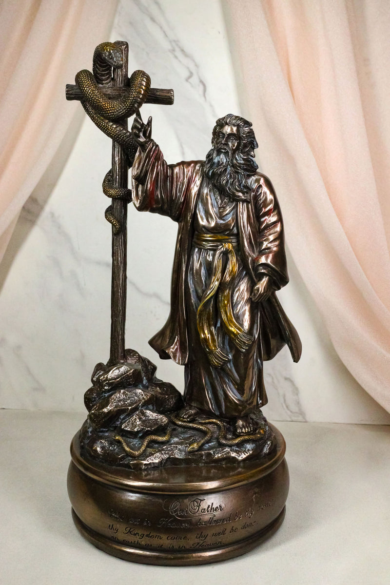 Moses Lifting Up The Bronze Serpent Pole to Ward Off Venomous Serpents Figurine