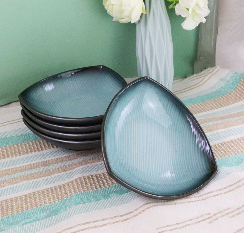 Set Of 5 Seikai Blue Sky Stars Appetizer Salad Triangular Deep Serving Plates