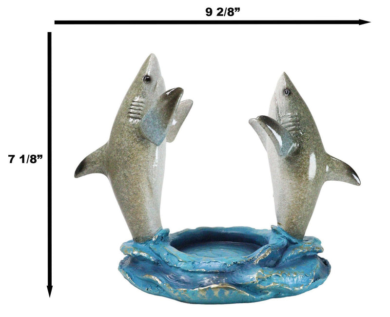 Ocean Marine Byron Bay Twin Great White Sharks Rising Above Water Wine Holder