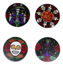 Gothic Sugar Skull Day of The Dead Roses And Flowers Lady Catrina Coaster Set
