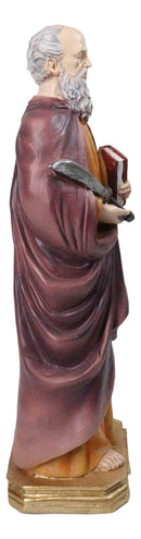 Apostle Of Jesus Martyr Saint Bartholomew Holding Knife Figurine 12" Series