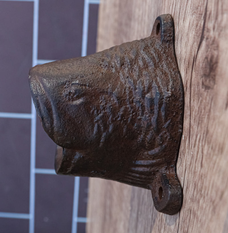 beer cap fish hooks Cast Iron Rustic Bronze Nautical Marine Angler Fish Wall Beer Bottle C– Ebros Gift