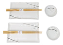 Yukino Hana Porcelain Sushi Plates Sauce Dishes Chopsticks Dinnerware Set For 2