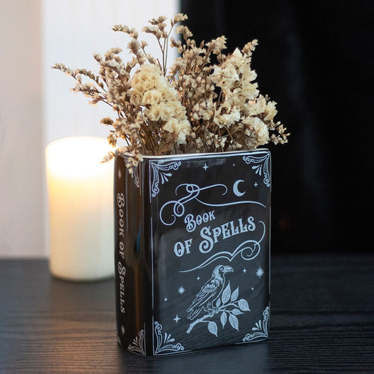 Witchcraft Magic Book of Spells 5.25" H Ceramic Book Shaped Planter Pot Vase