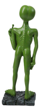 UFO Space Green ET Roswell Alien Flipping The Bird Middle Finger Figurine 7.5"H