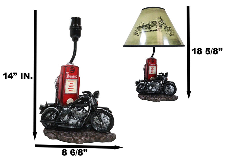 Ebros Old Fashioned Gas Pump Retro Bike Motorcycle Desktop Table Lamp W/ Shade