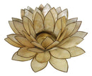 Smoke Brown Capiz Seashells Lotus Flower Votive Tea Light Candle Holder 8.5"D