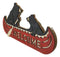 Rustic Father Bear With Cub Rowing Red Canoe Boat Welcome MDF Wall Decor Plaque