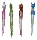 Set of 16 Colorful Glittering Medieval Fantasy Dragon Figural Ball Point Pens