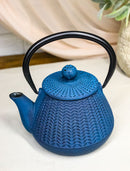 Blue Tokusa Geometric Textured Pattern Petite Cast Iron Teapot 10oz Tea Pot