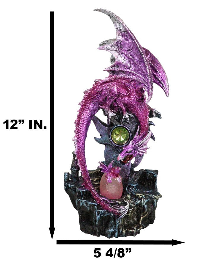 Pink Metallic Dragon Guarding Hatchling Drake Emerging From