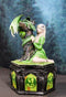 Fantasy Four Seasons Summer Friendship Fairy With Dragon Decorative Box Figurine