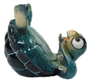 Comical Blue Shelled Sea Turtle On Back Flip Cell Phone Holder Stand Figurine