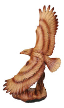 Faux Wood Soaring Eagle Figurine With Outstretched Wings American Eagle Accent