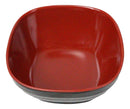 Set Of 6 Red And Black Square Ridged Small Soup Salad Rice Melamine Bowls 4.5"L