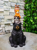 Woodlands Forest Totem Companions Black Bear Raccoon Squirrel Owl Stack Figurine