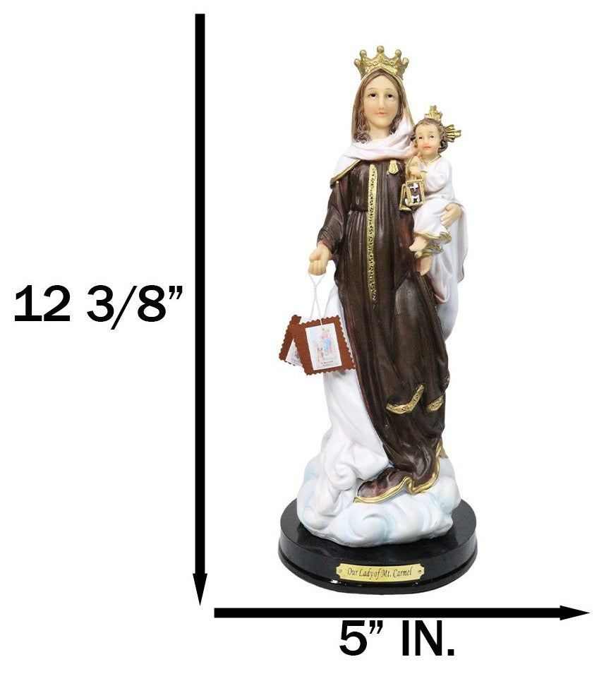 Catholic Our Lady of Mount Carmel Mary And Jesus Figurine With Name Base 12"H