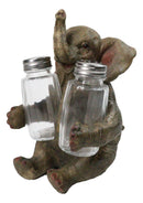 Safari Jungle Wildlife Whimsical Elephant Figurine Salt & Pepper Shakers Holder