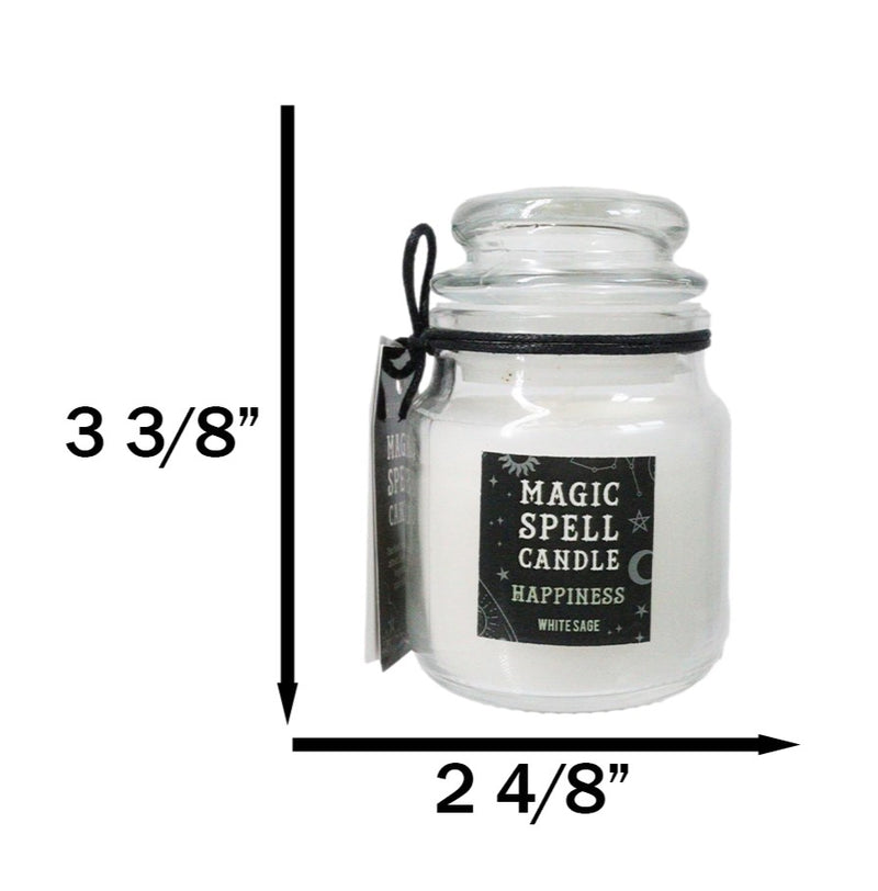Set of 3 Wicca Halloween Ritual White Sage Happiness Spell Candle in Glass Jar