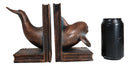 Sea Coastal Nautical Marine Bottlenose Dolphin Fishes Swimming Bookends Pair Set