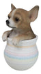 Pet Taco Chihuahua Teacup Puppy Dog Figurine With Glass Eyes Pup In Pot
