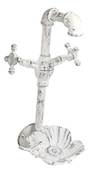 Cast Iron Antiqued White Spigot Faucet Bird On Flower Wall Bird Feeder Bath 16"H