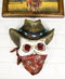 Western Wild West Cowboy Skull With Rose Eyes Hat and Bandana Mask Wall Decor