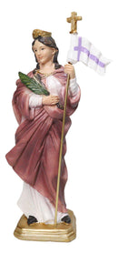 Martyr Saint Ursula Holding Cross Staff Figurine 8.25" H Patroness of Cologne