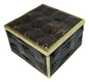 Faux Turtle Shell Print With Gold Trim Small Jewelry Trinket Box Figurine 5" L