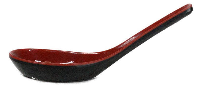 Contemporary High Gloss Red Black Melamine Asian Soup Spoons Pack Of 12 Set