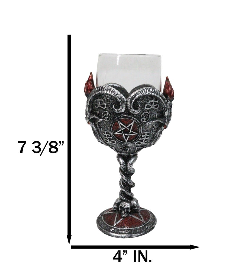 Occultic Sabbatic Goat Baphomet With Pentagram Wine Glass Goblet Drink Beverage Chalice