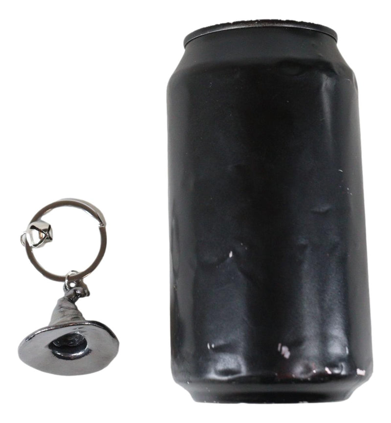 Set Of 2 Metal Wicca Occult Magic Witch Hat With Bell Keychains Key Rings
