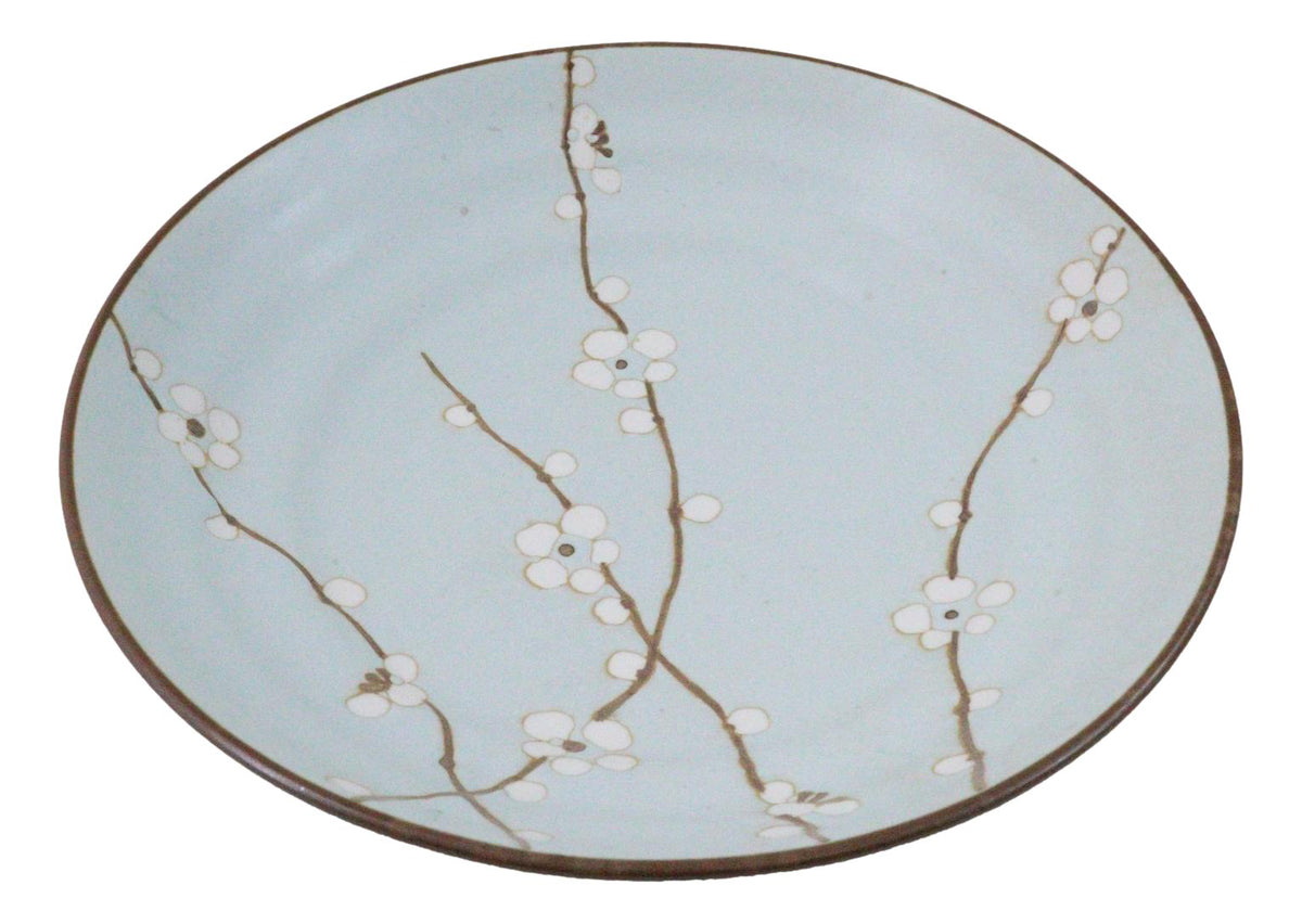Made In Japan Porcelain Soushun Sakura Green Plum 9"D Deep Plates Bowls Set - Ebros Gift