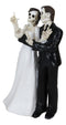 Love Never Dies Skeleton Wedding Couple Bride and Groom Love Hand Sign Figurine