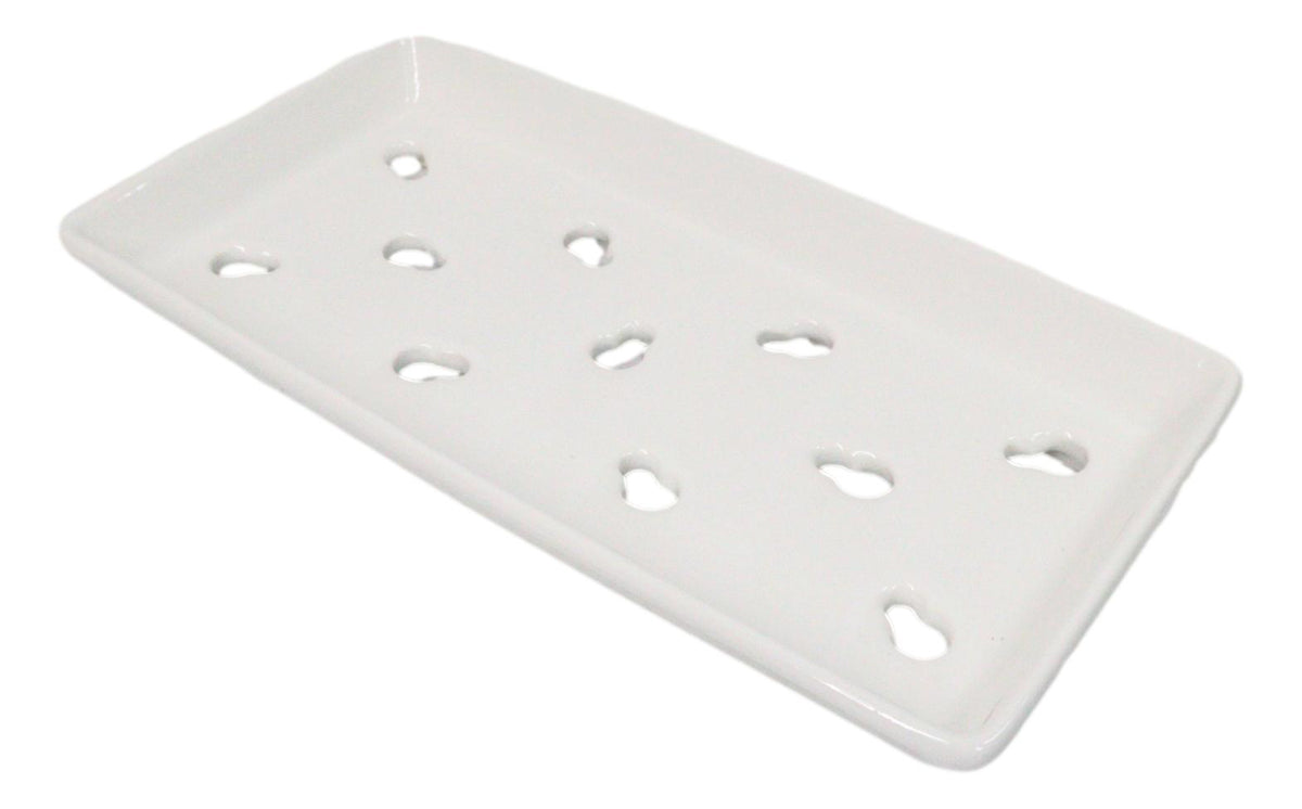 Pack Of 6 Ceramic White Neta Zara Sushi Case Plates With Drip Holes 8" By 4"