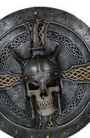 Viking Warrior Of Valhalla Skull Helmet Celtic Knot Cross Shield Wall Plaque