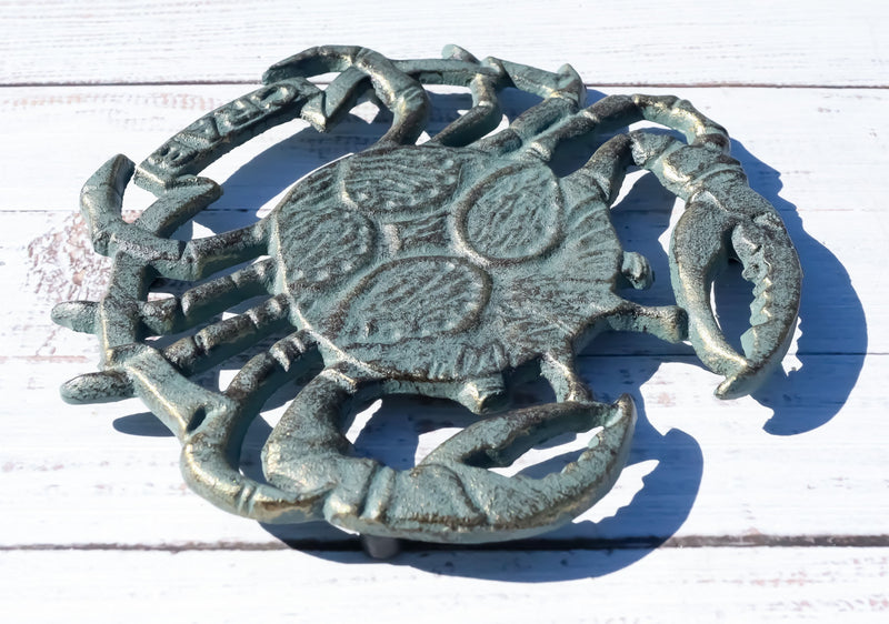 Nautical Marine Verdigris Sea King Crab Rustic Cast Iron Wall Or Table Trivet