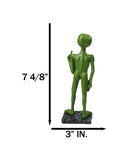 UFO Space Green ET Roswell Alien Flipping The Bird Middle Finger Figurine 7.5"H