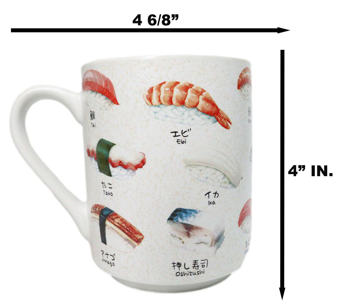 Japanese Icons Colorful Sushi Sashimi Rolls Textured Ergonomic Mug Cup 11oz
